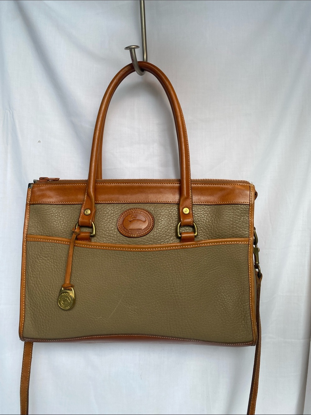 Dooney & Bourke Tan and Brown Leather Briefcase Tote